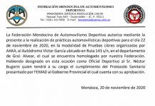 Permisos otorgados, pruebas en Gral. Alvear, debido a…