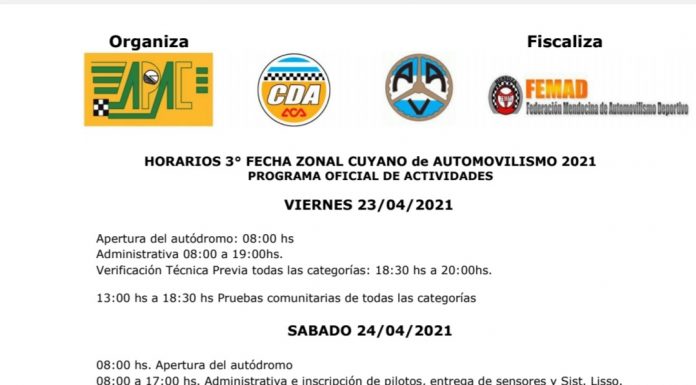 Horarios para la 3era fecha de Zonal Cuyano en el Villicum