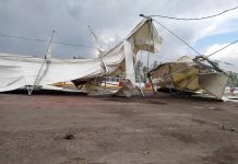 El viento hizo desastre en la zona Este de Mendoza, mas precisamente en el autódromo de San Martin, se dañaron las carpas…