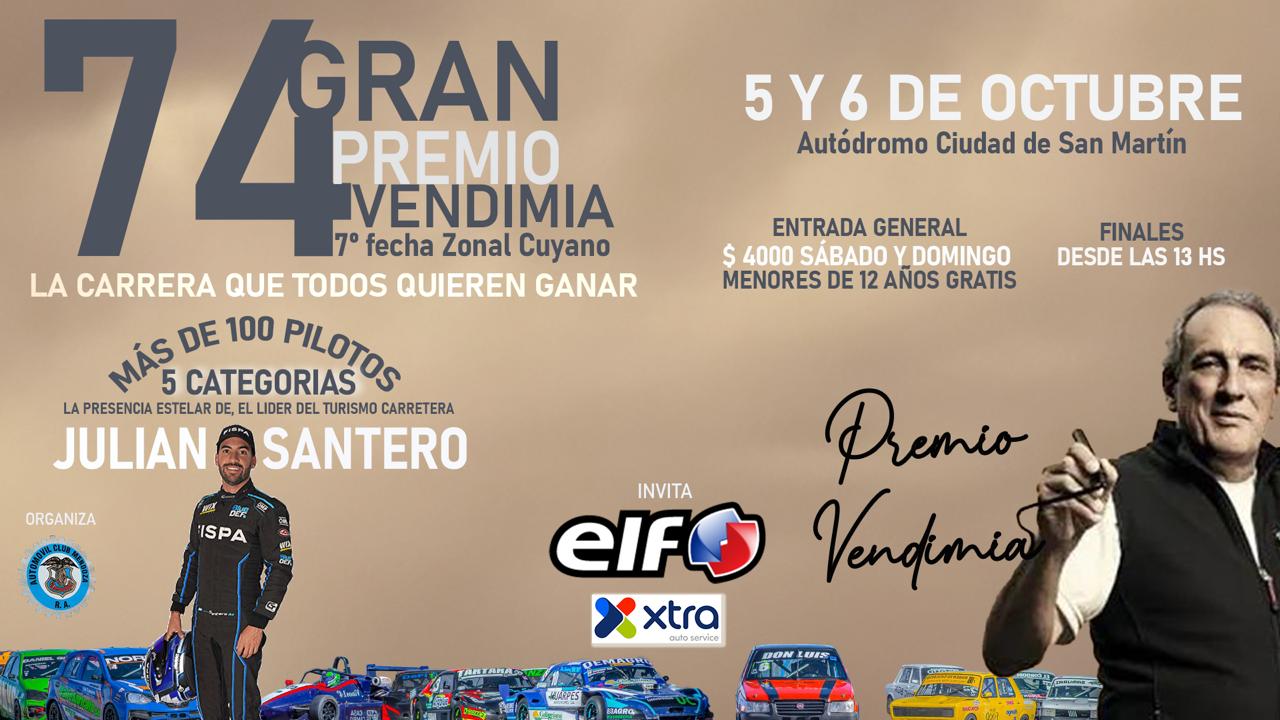 La 74ª edición del Gran Premio Vendimia se disputa en San Martín