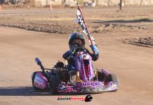 Luciano Blanco, Melanie Garcia y Ulises Garcia el podio en Menores 110cc, en el Kartódromo Carlos Giménez. ..
